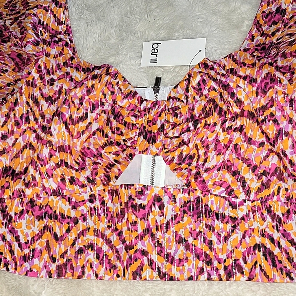 🩷 NWT Bar III Animal Print Crop Top, Sz Large - Picture 4 of 9